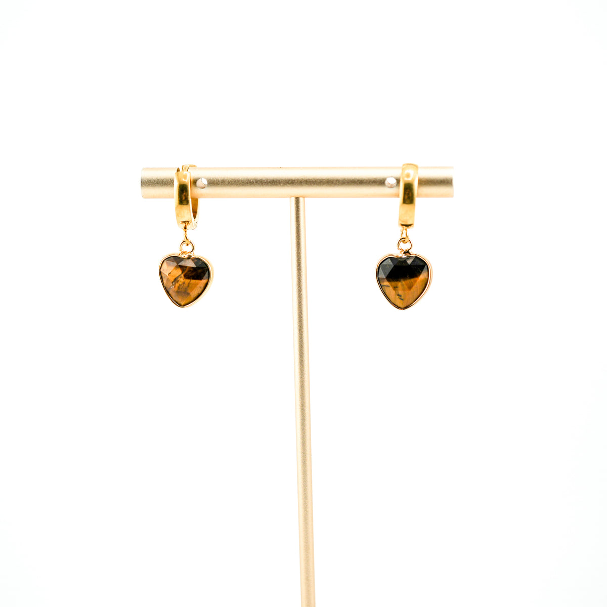 Guarded Heart Tiger's Eye Huggy Hoops