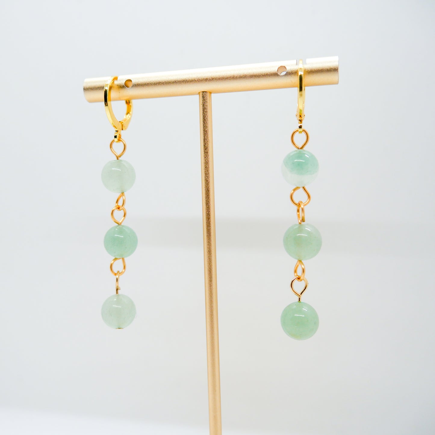 Green Aventurine Huggy Hoops