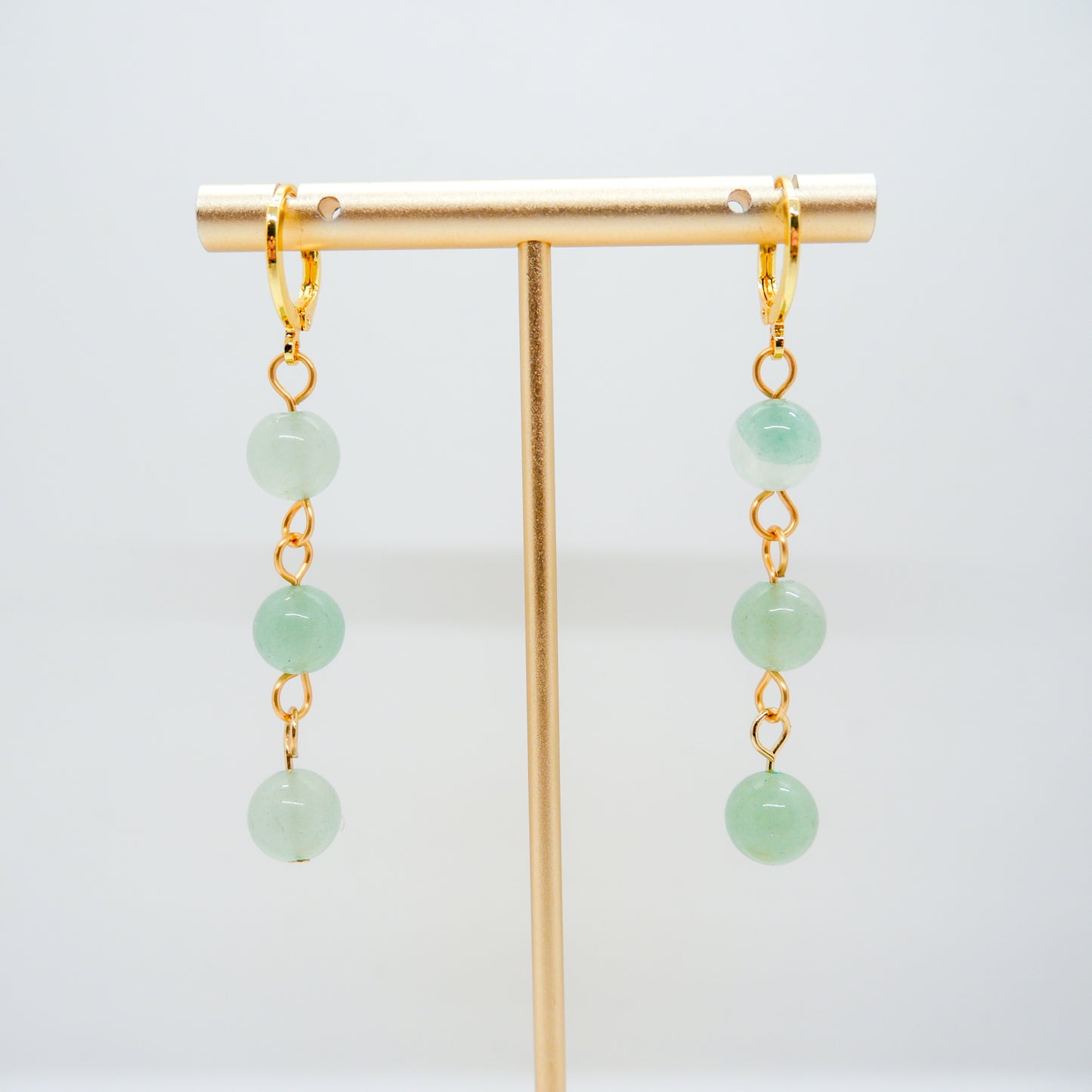 Green Aventurine Huggy Hoops