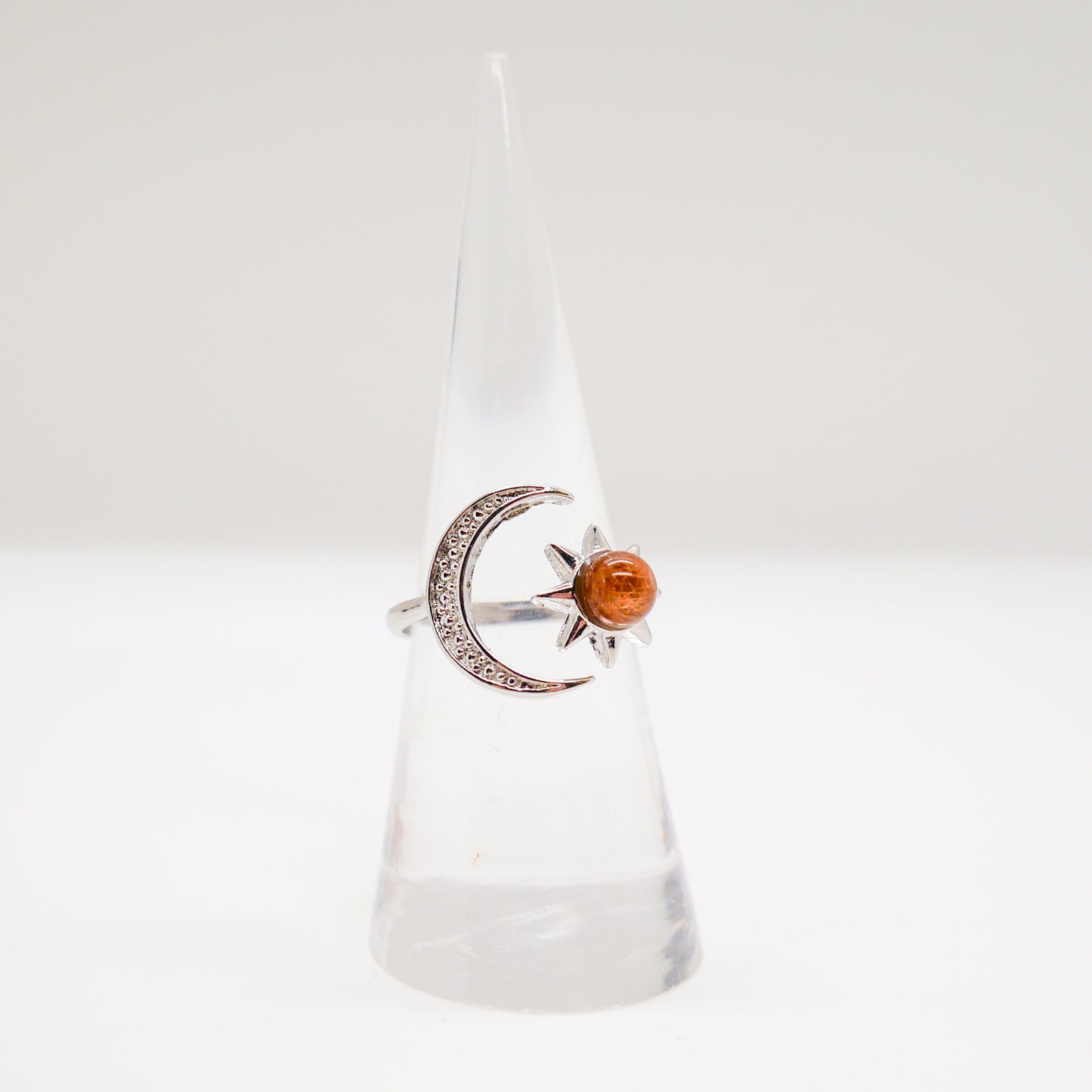 Day and Night Rutilated Quartz Adjustable Ring