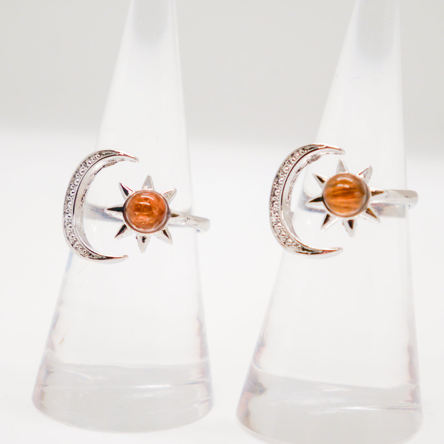 Day and Night Rutilated Quartz Adjustable Ring