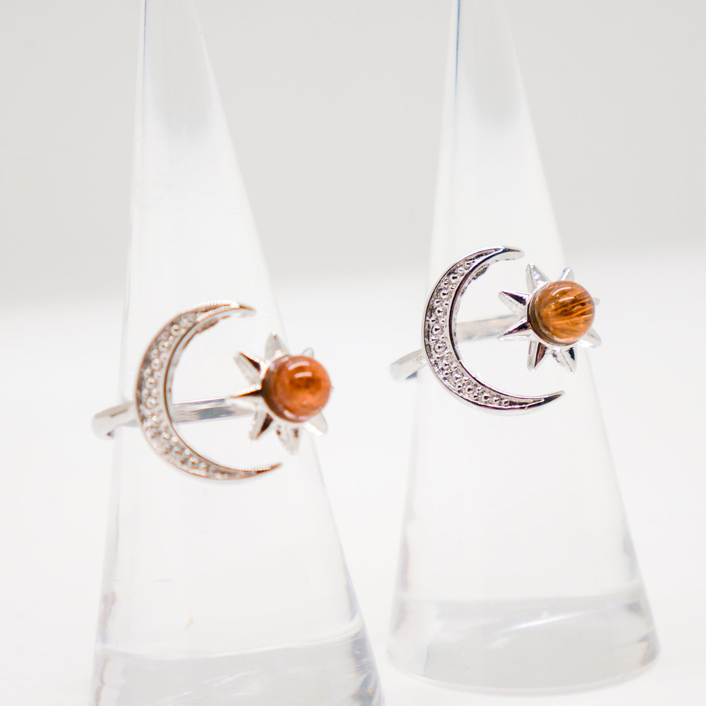 Day and Night Rutilated Quartz Adjustable Ring