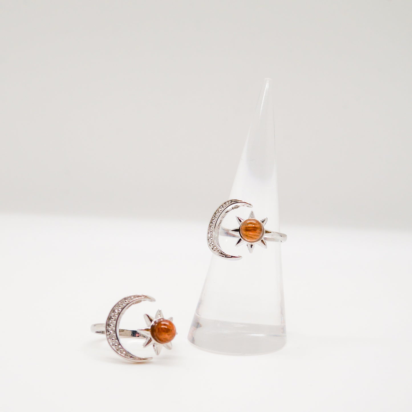 Day and Night Rutilated Quartz Adjustable Ring