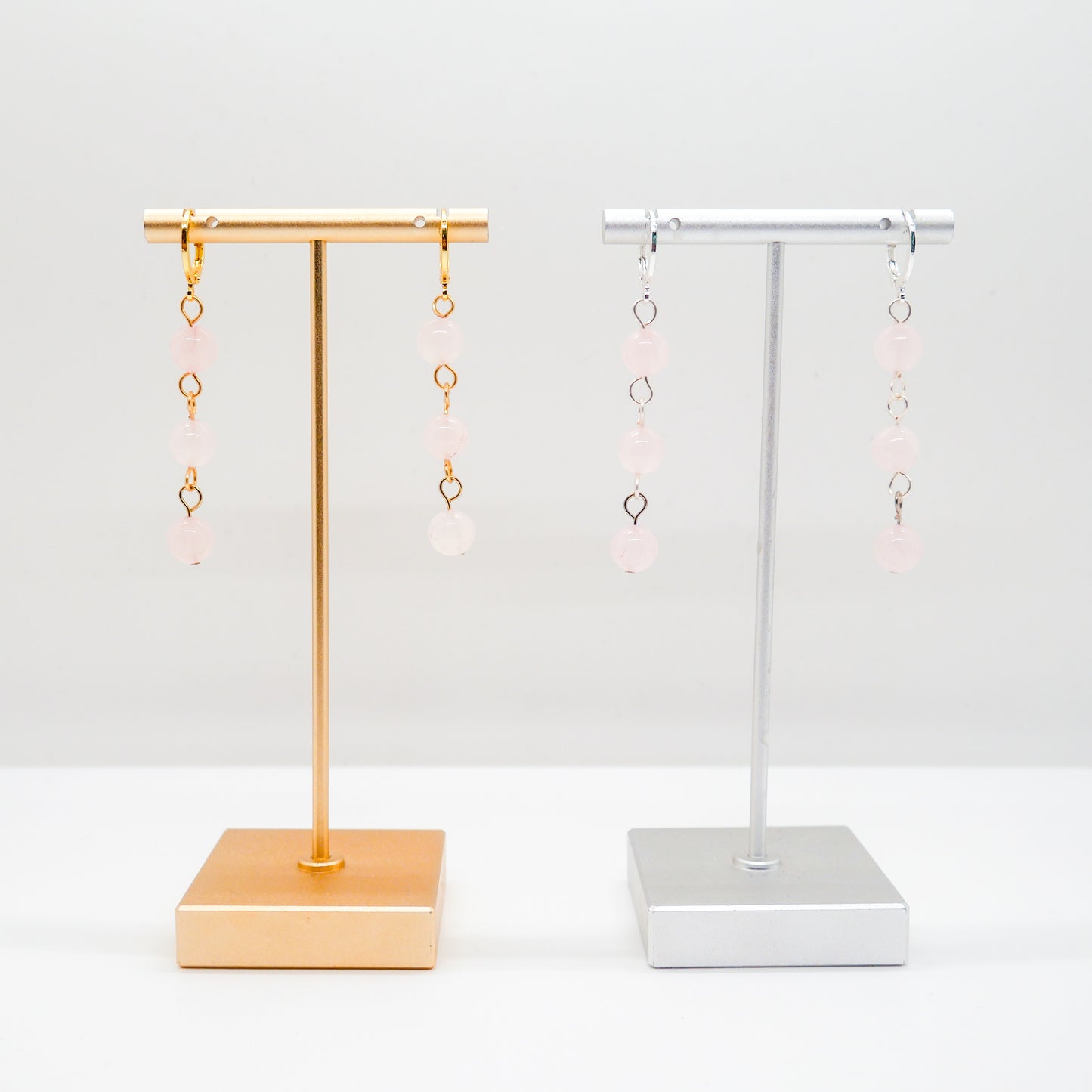 Rose Quartz Huggy Hoops
