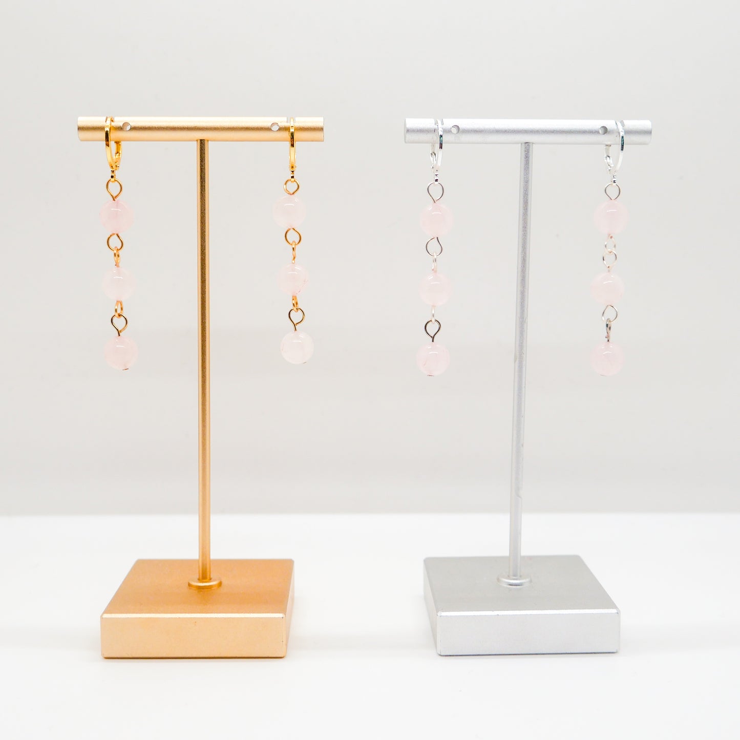 Rose Quartz Huggy Hoops