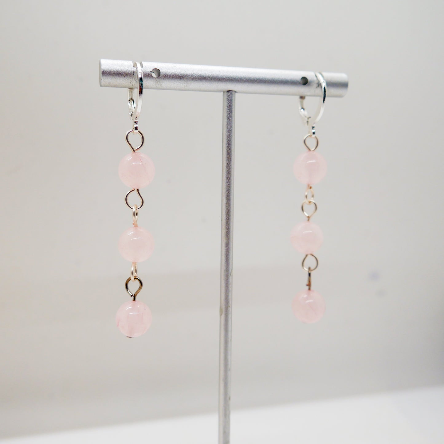 Rose Quartz Huggy Hoops