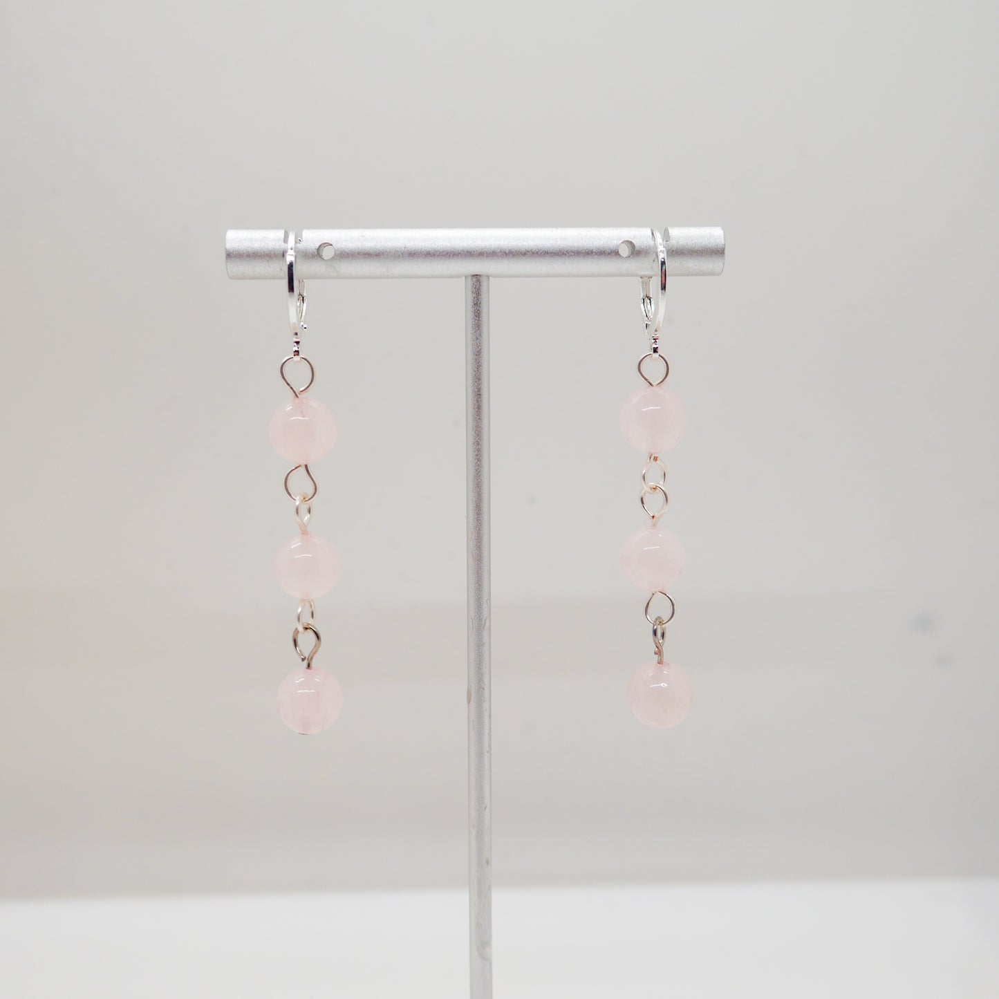 Rose Quartz Huggy Hoops