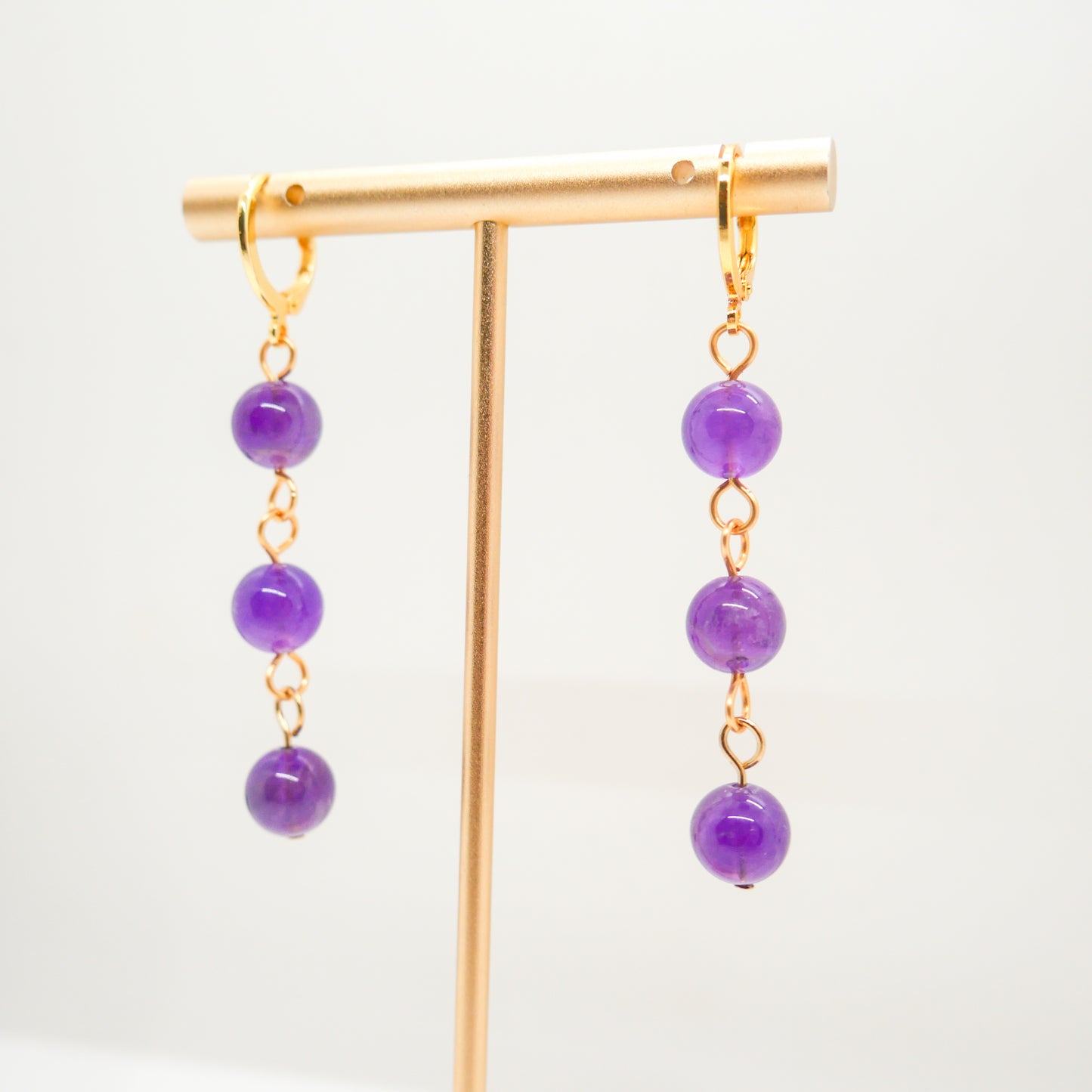Amethyst Huggy Hoops
