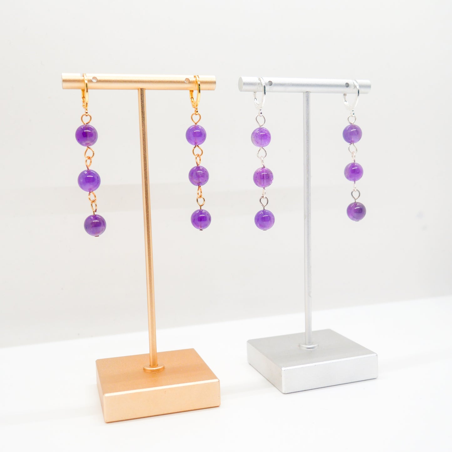 Amethyst Huggy Hoops