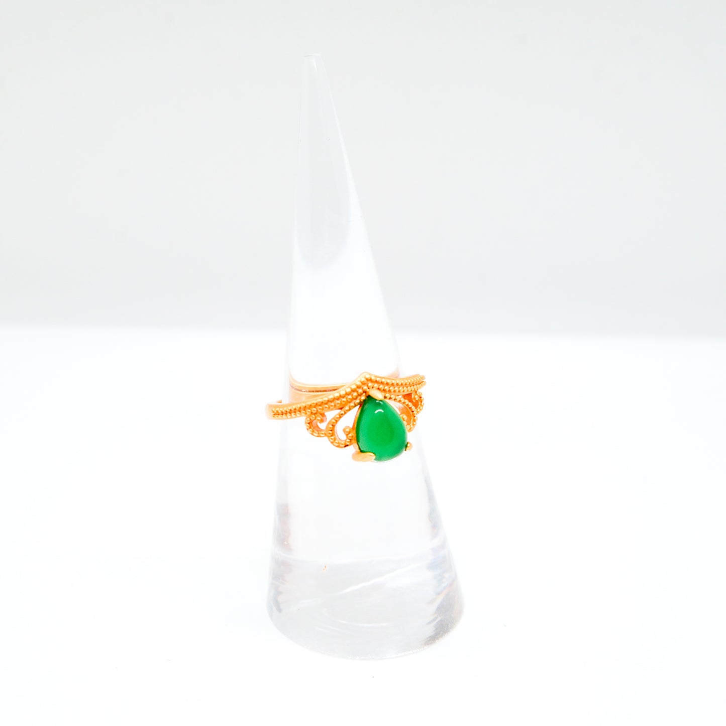 Teardrop Jade Adjustable Ring