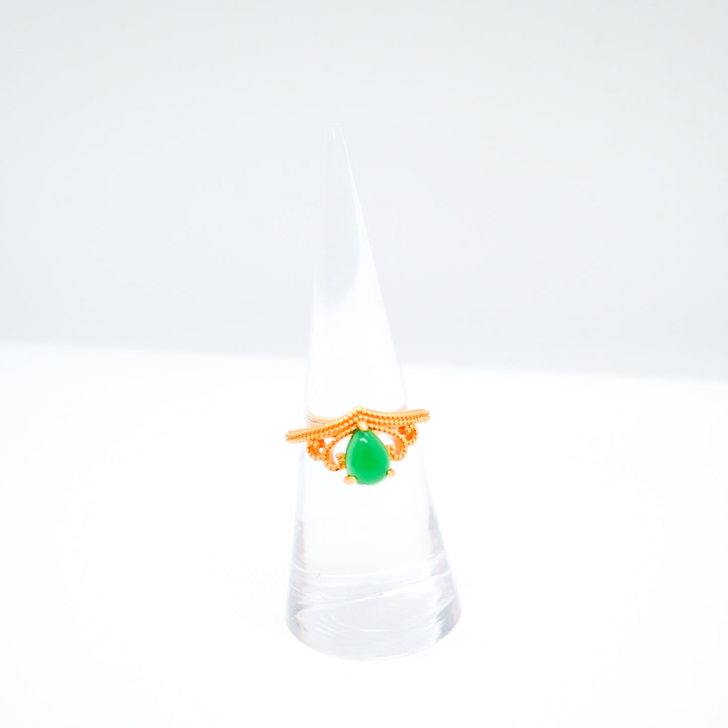 Teardrop Jade Adjustable Ring
