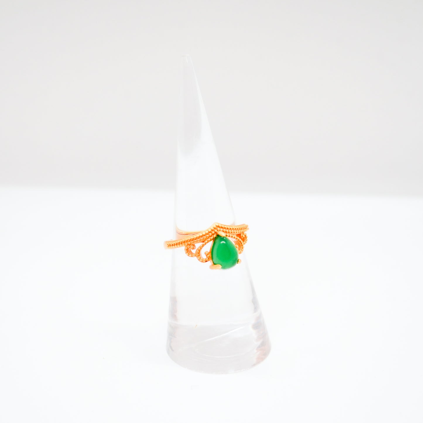 Teardrop Jade Adjustable Ring
