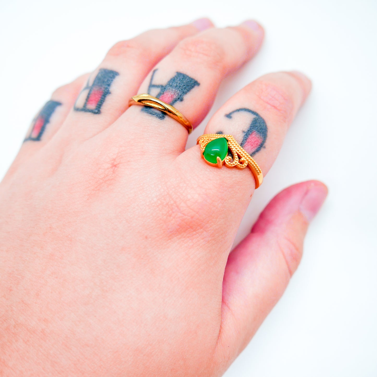 Teardrop Jade Adjustable Ring