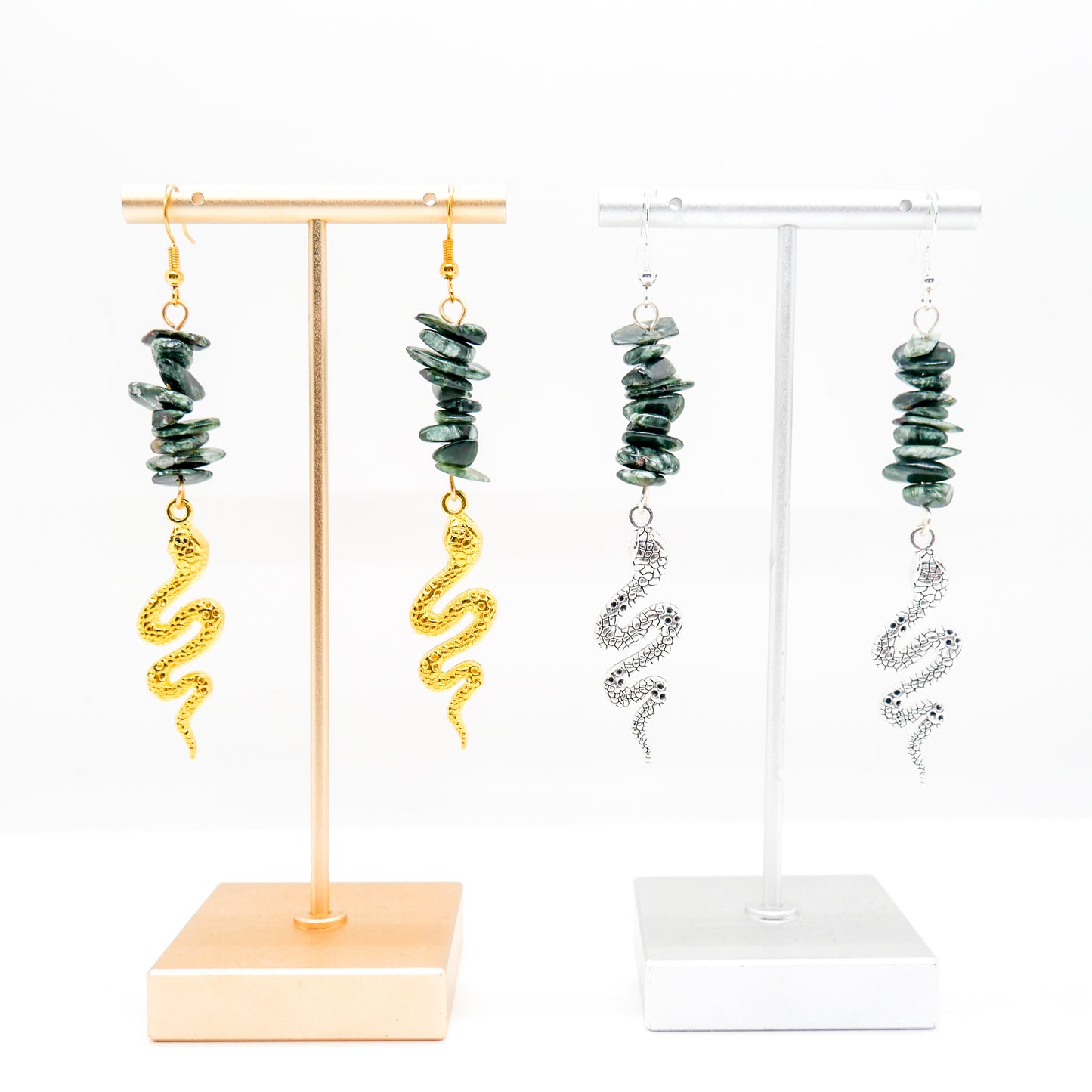 Serpent Seraphinite Chip Earrings
