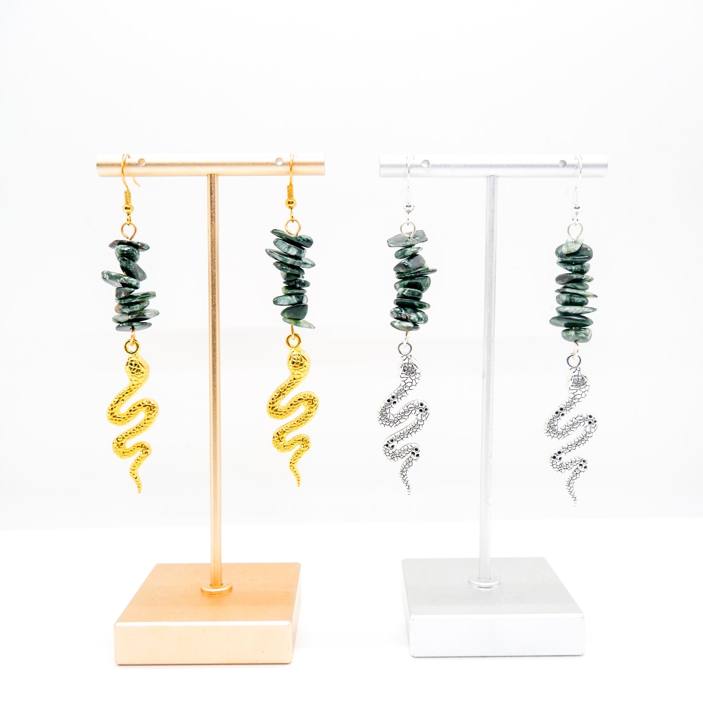 Serpent Seraphinite Chip Earrings