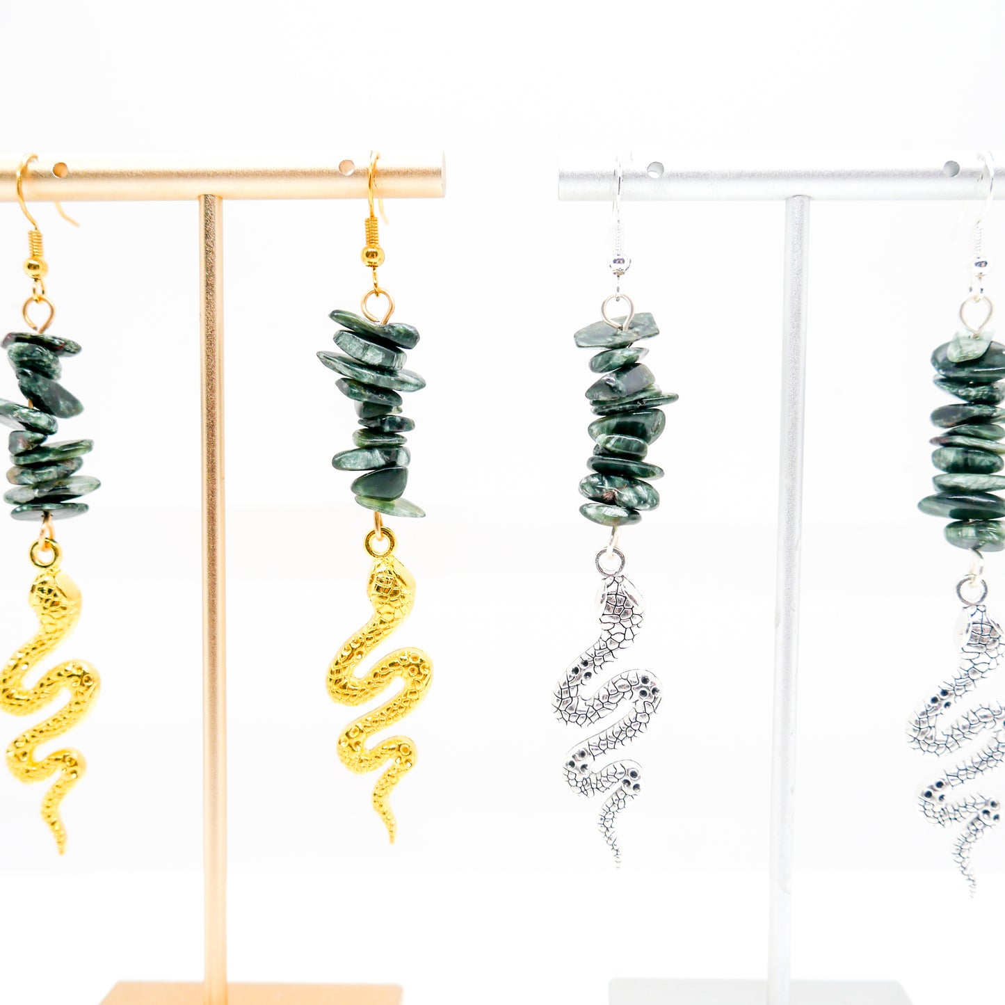 Serpent Seraphinite Chip Earrings