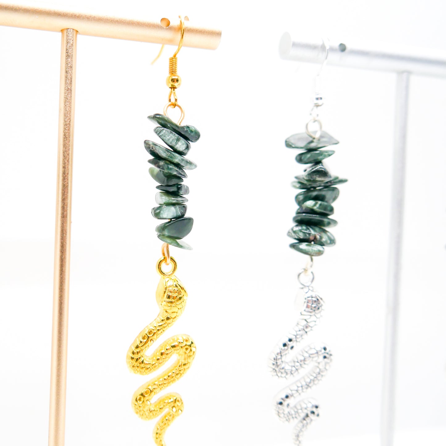 Serpent Seraphinite Chip Earrings