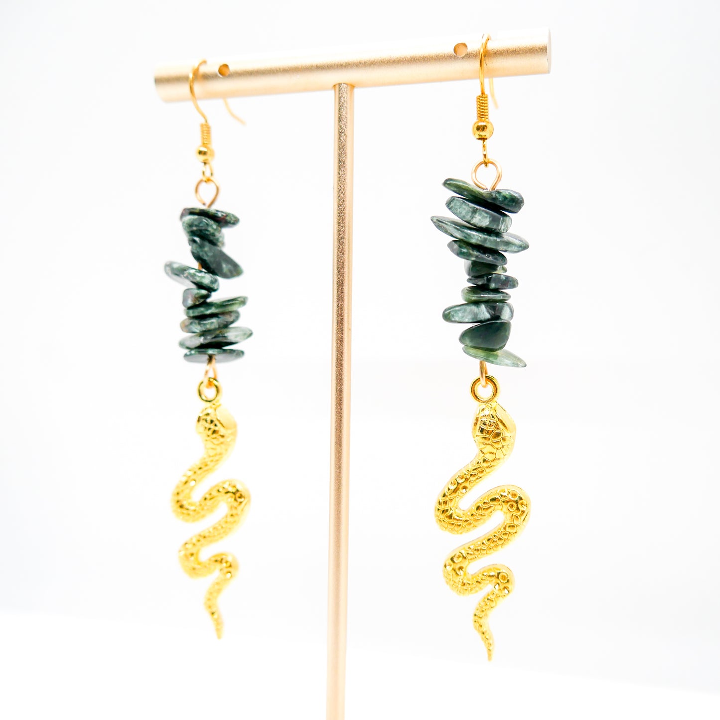 Serpent Seraphinite Chip Earrings