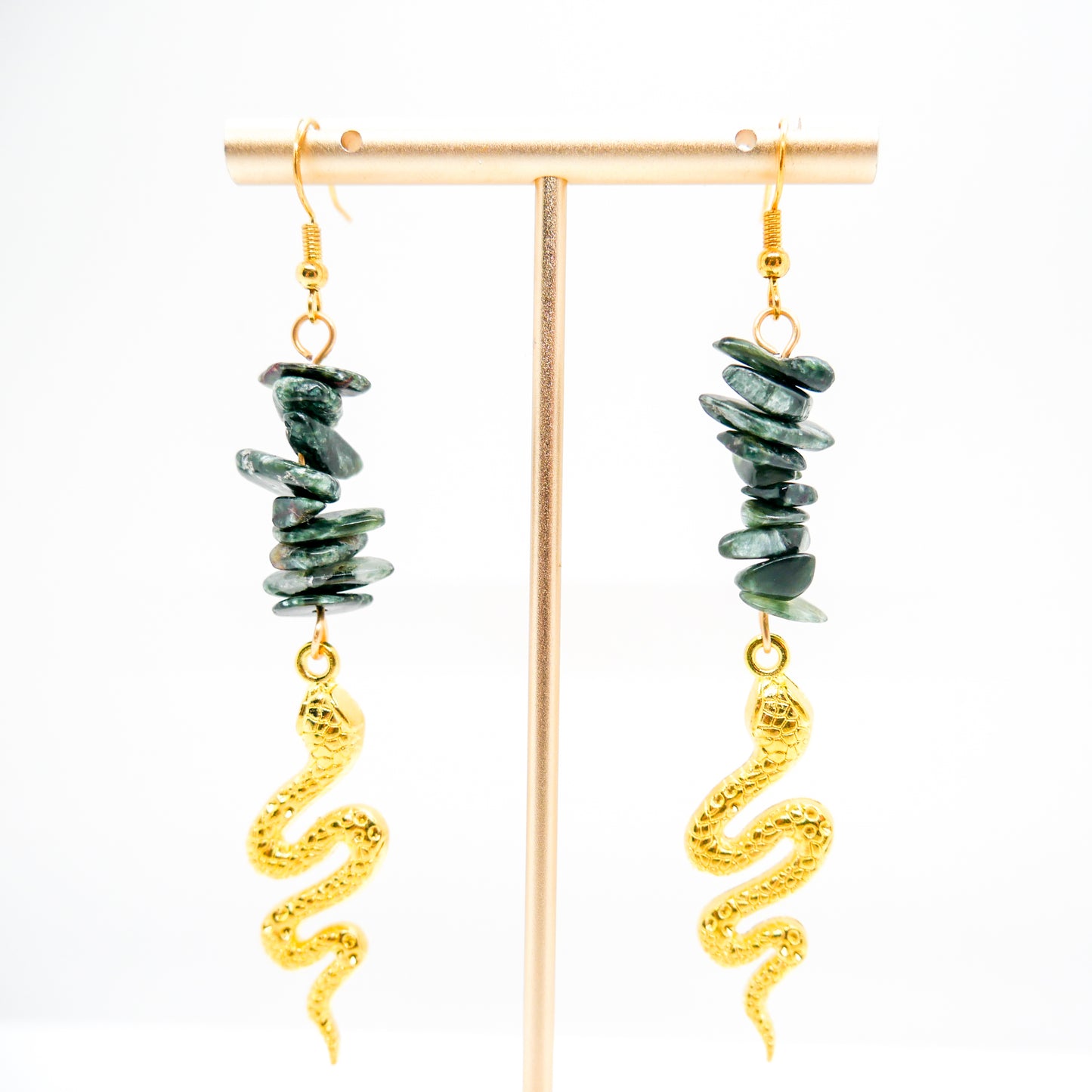Serpent Seraphinite Chip Earrings