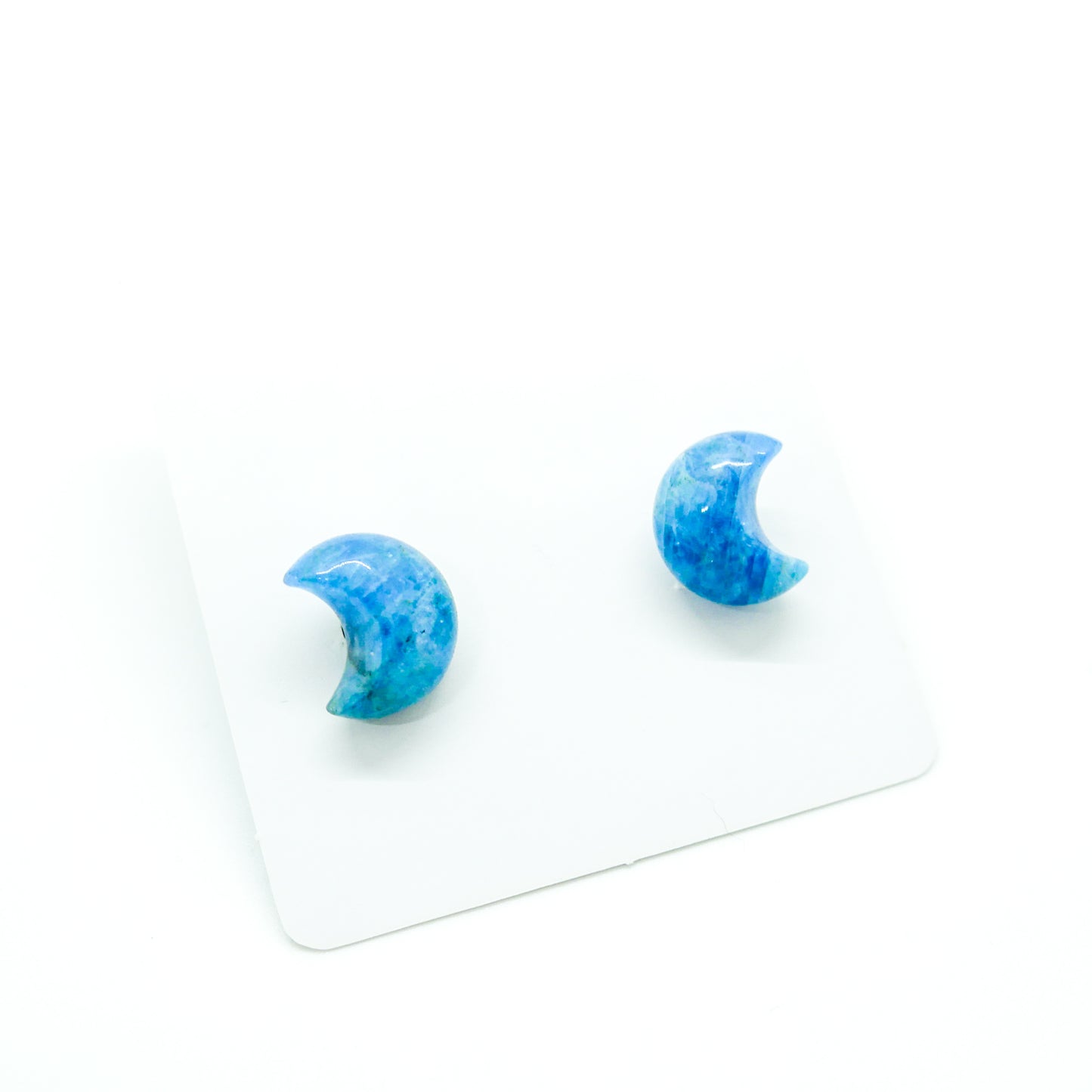 Blue Apatite Moon Studs
