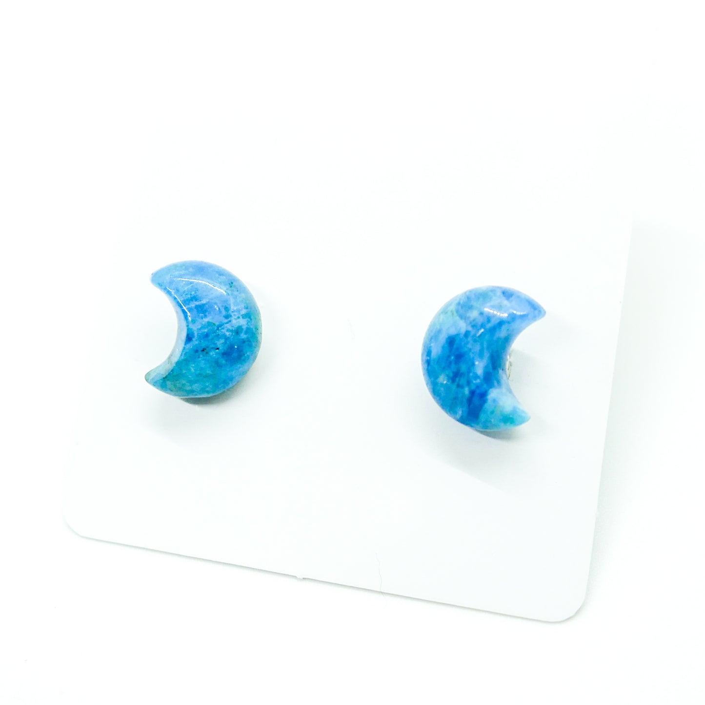Blue Apatite Moon Studs