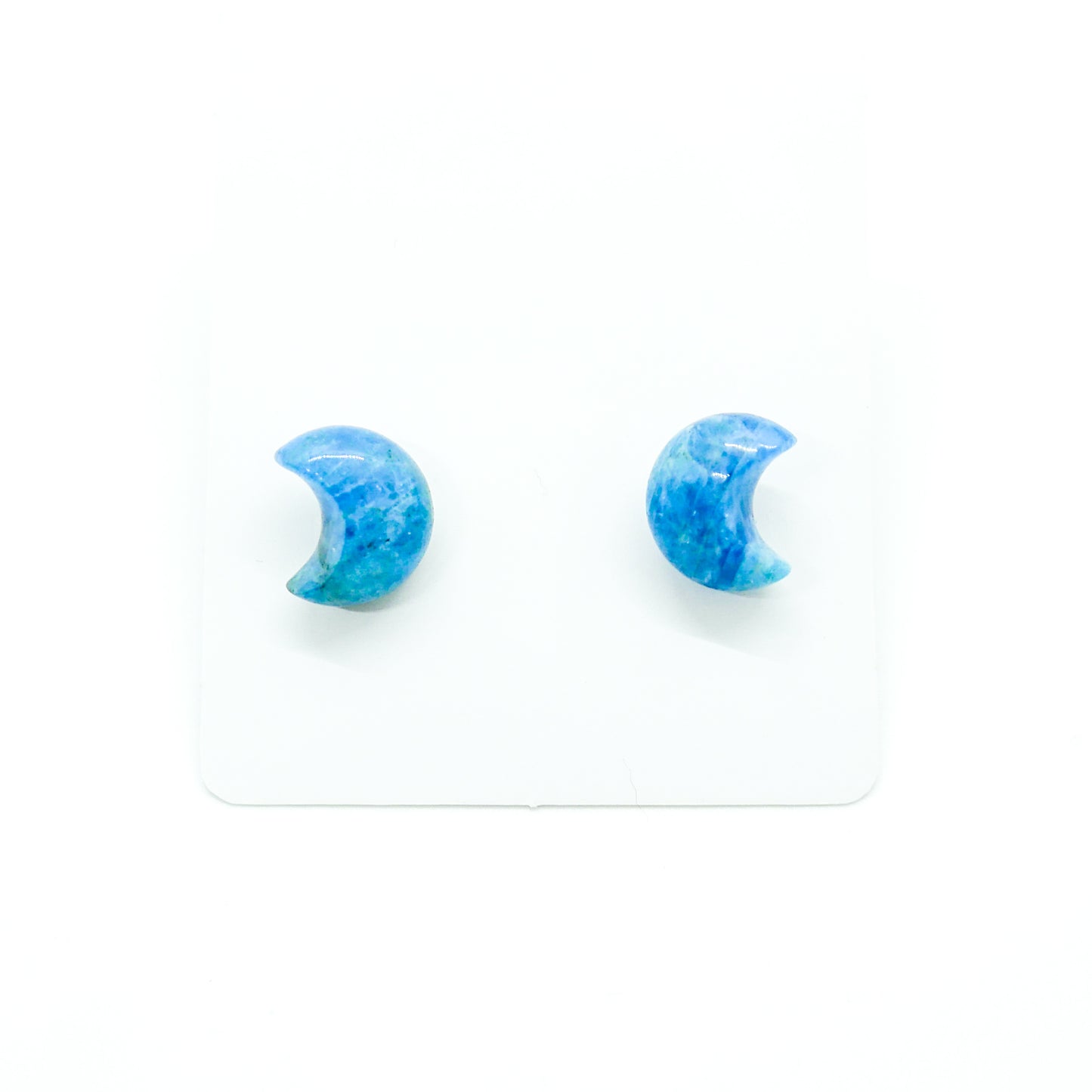 Blue Apatite Moon Studs