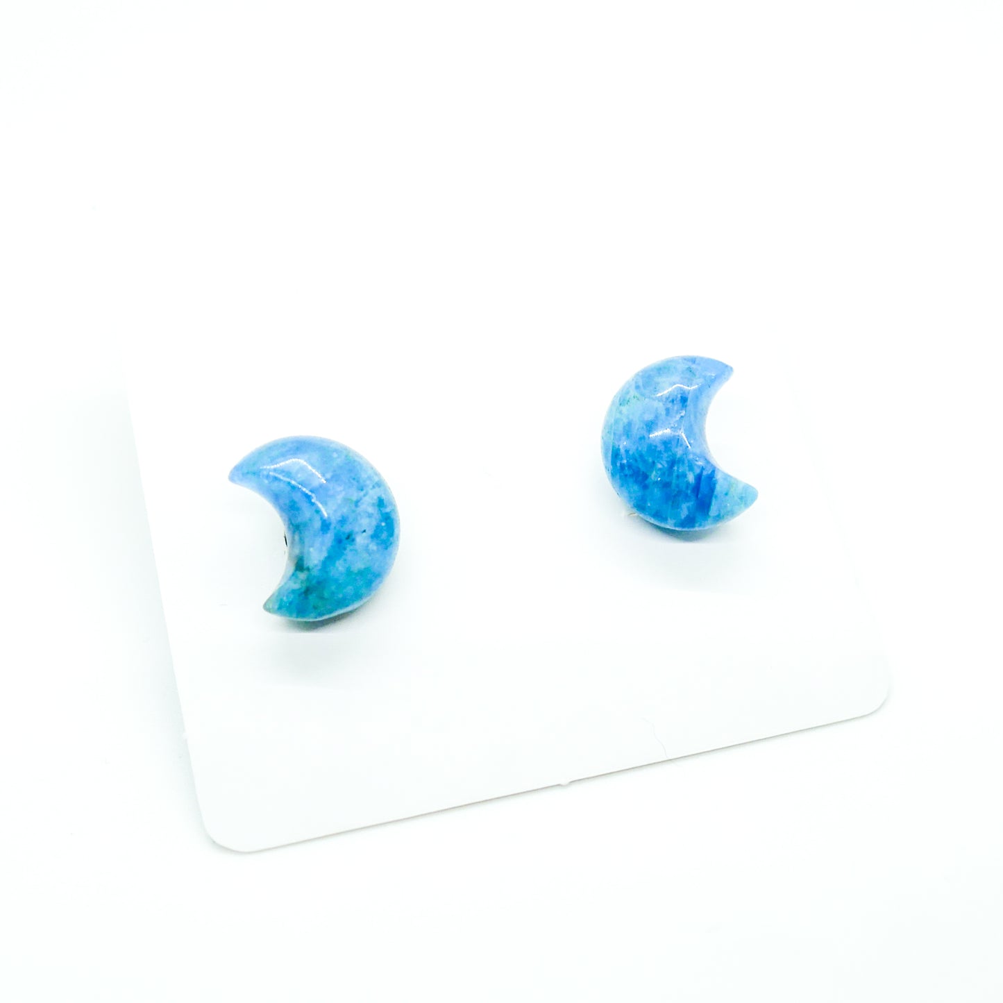 Blue Apatite Moon Studs