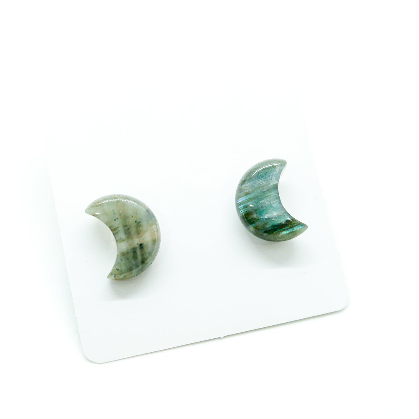 Labradorite Moon Studs