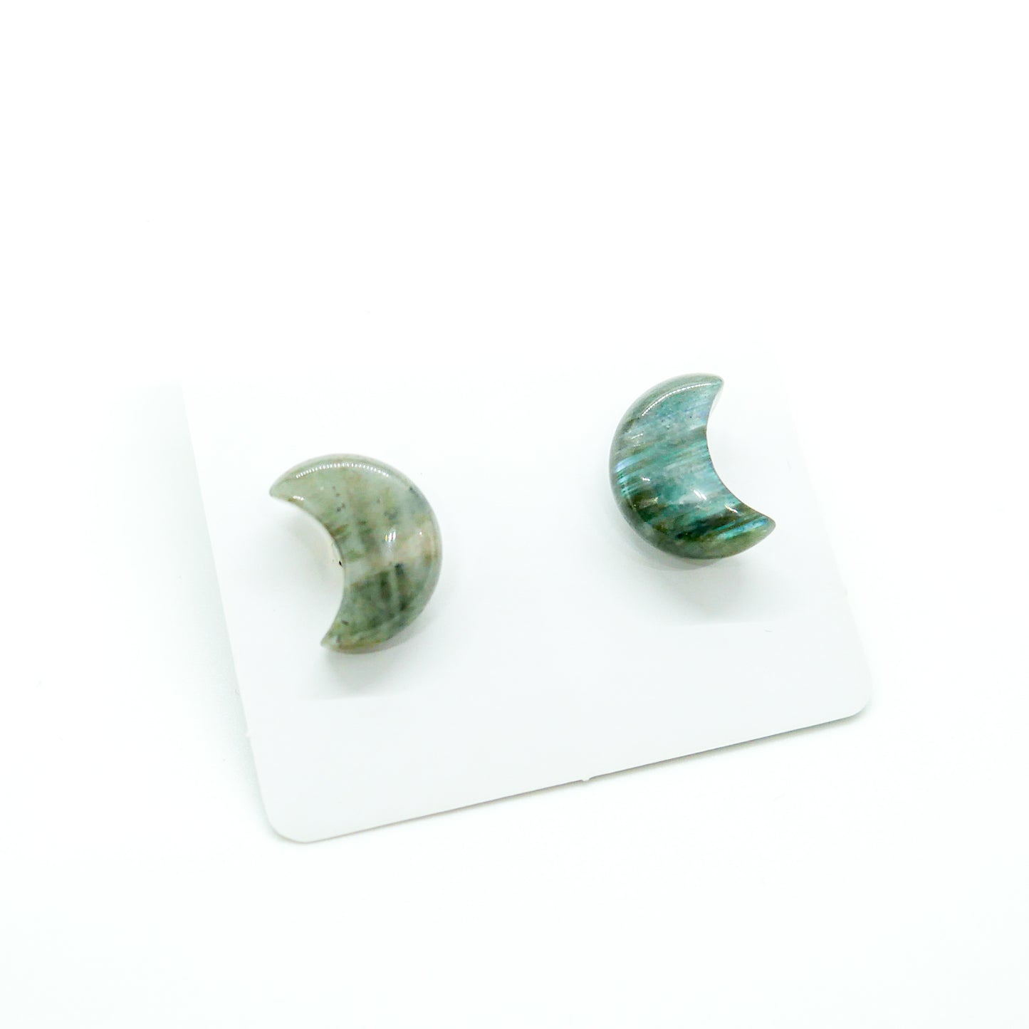 Labradorite Moon Studs