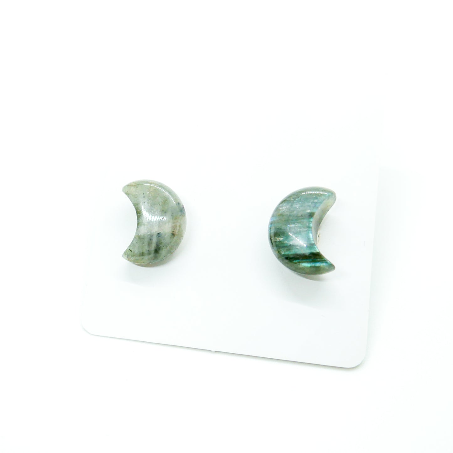 Labradorite Moon Studs