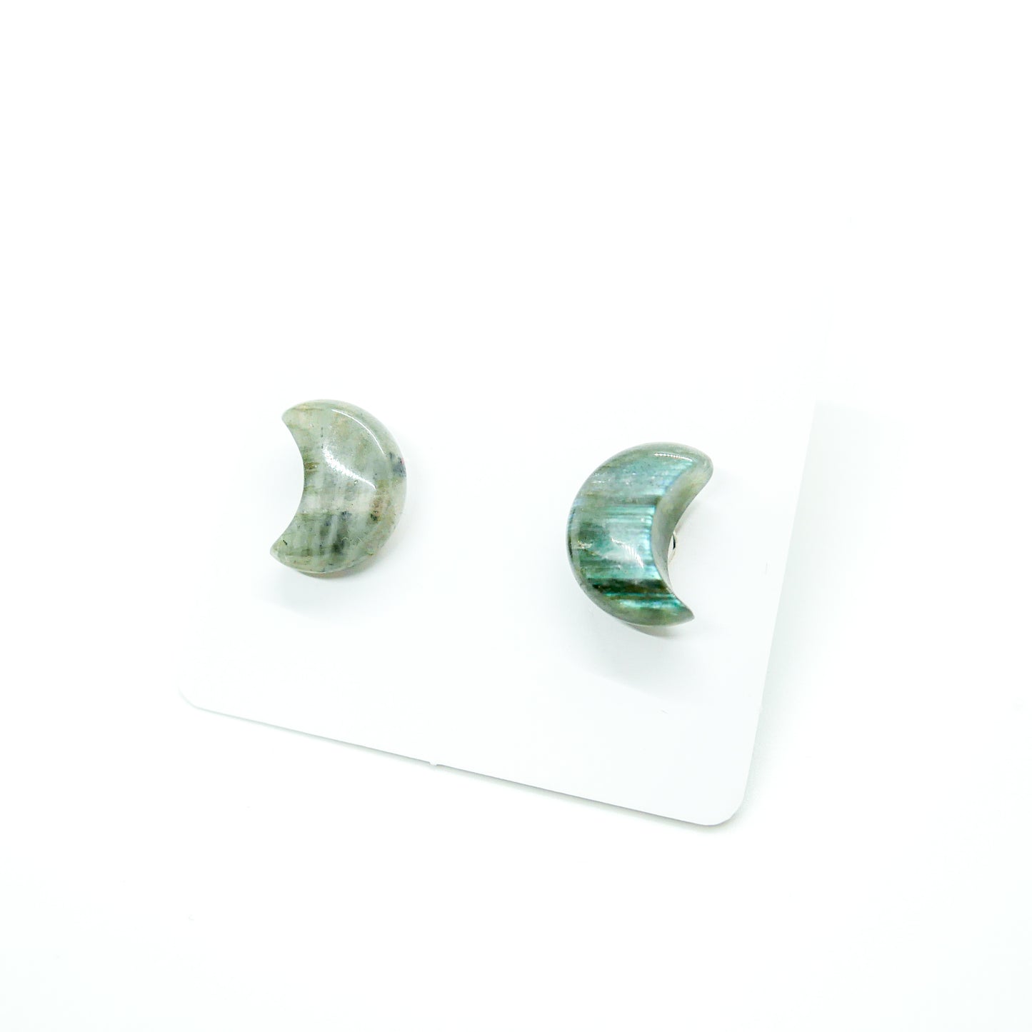 Labradorite Moon Studs