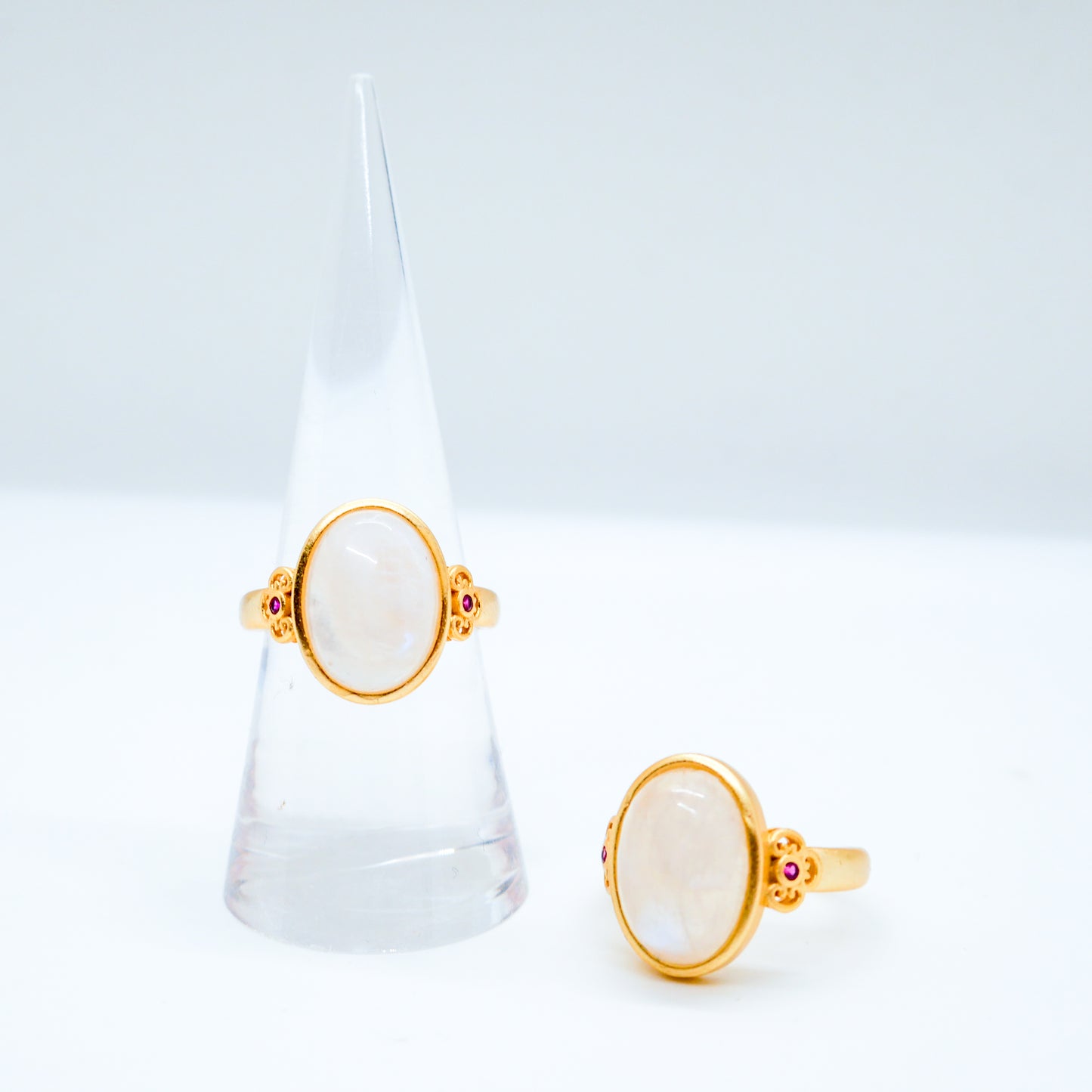 Gold Moonstone Adjustable Ring