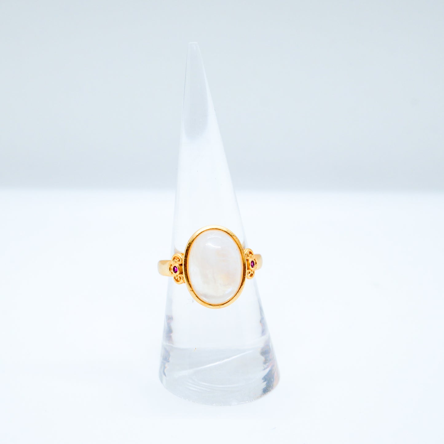 Gold Moonstone Adjustable Ring