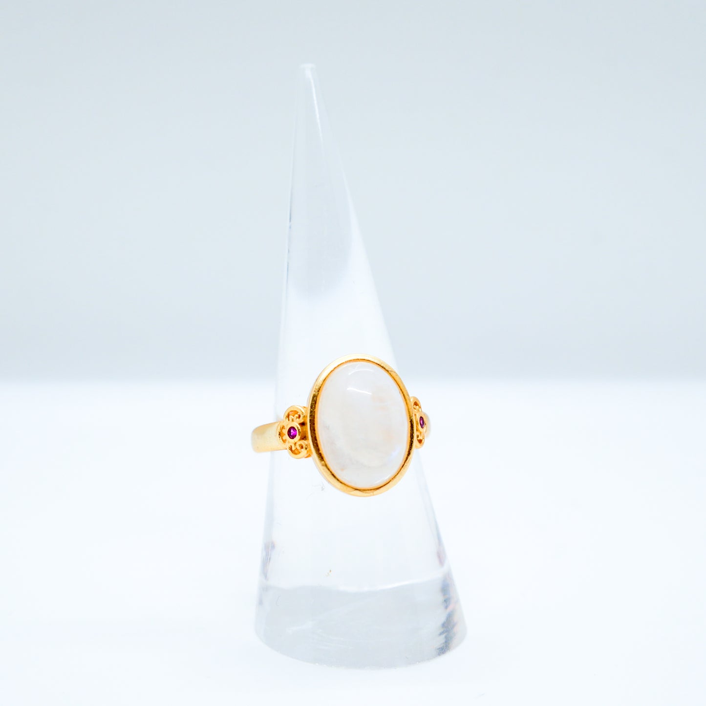 Gold Moonstone Adjustable Ring