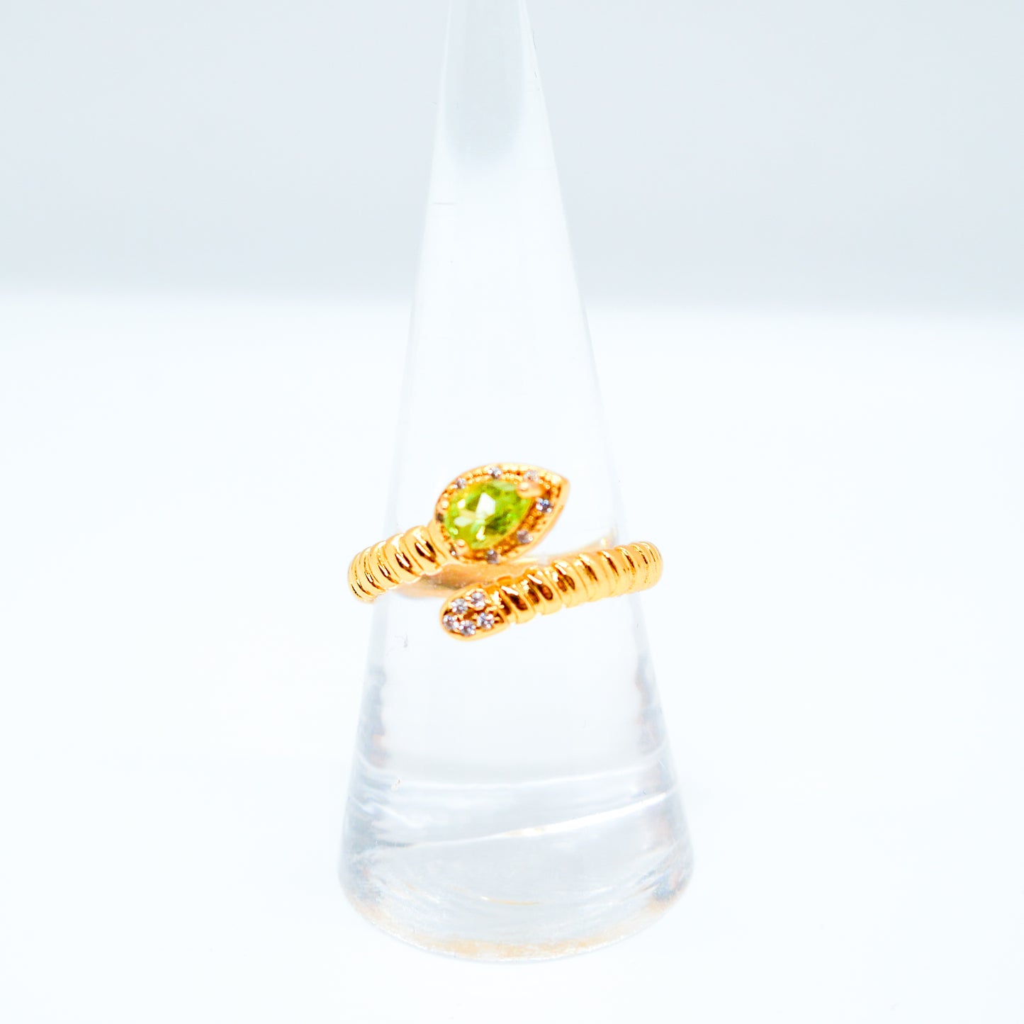 Peridot Snake Adjustable Ring
