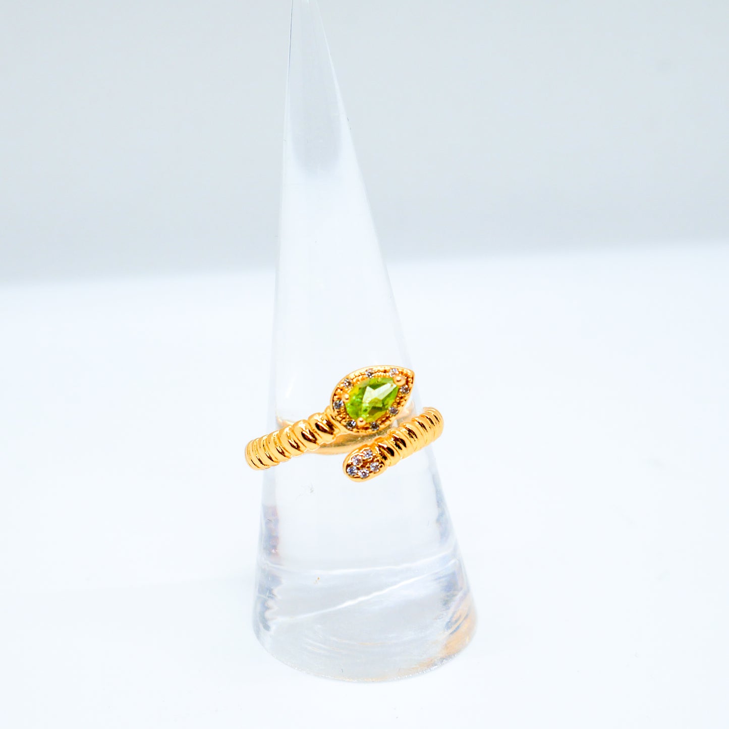 Peridot Snake Adjustable Ring