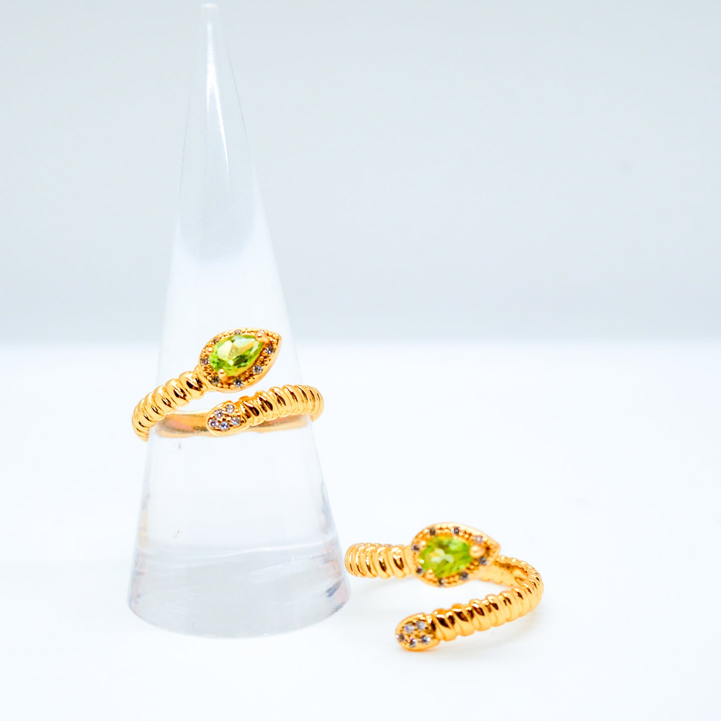 Peridot Snake Adjustable Ring