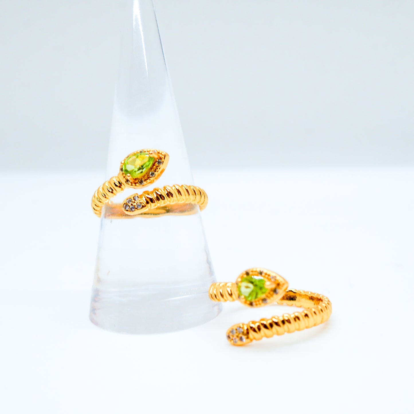 Peridot Snake Adjustable Ring