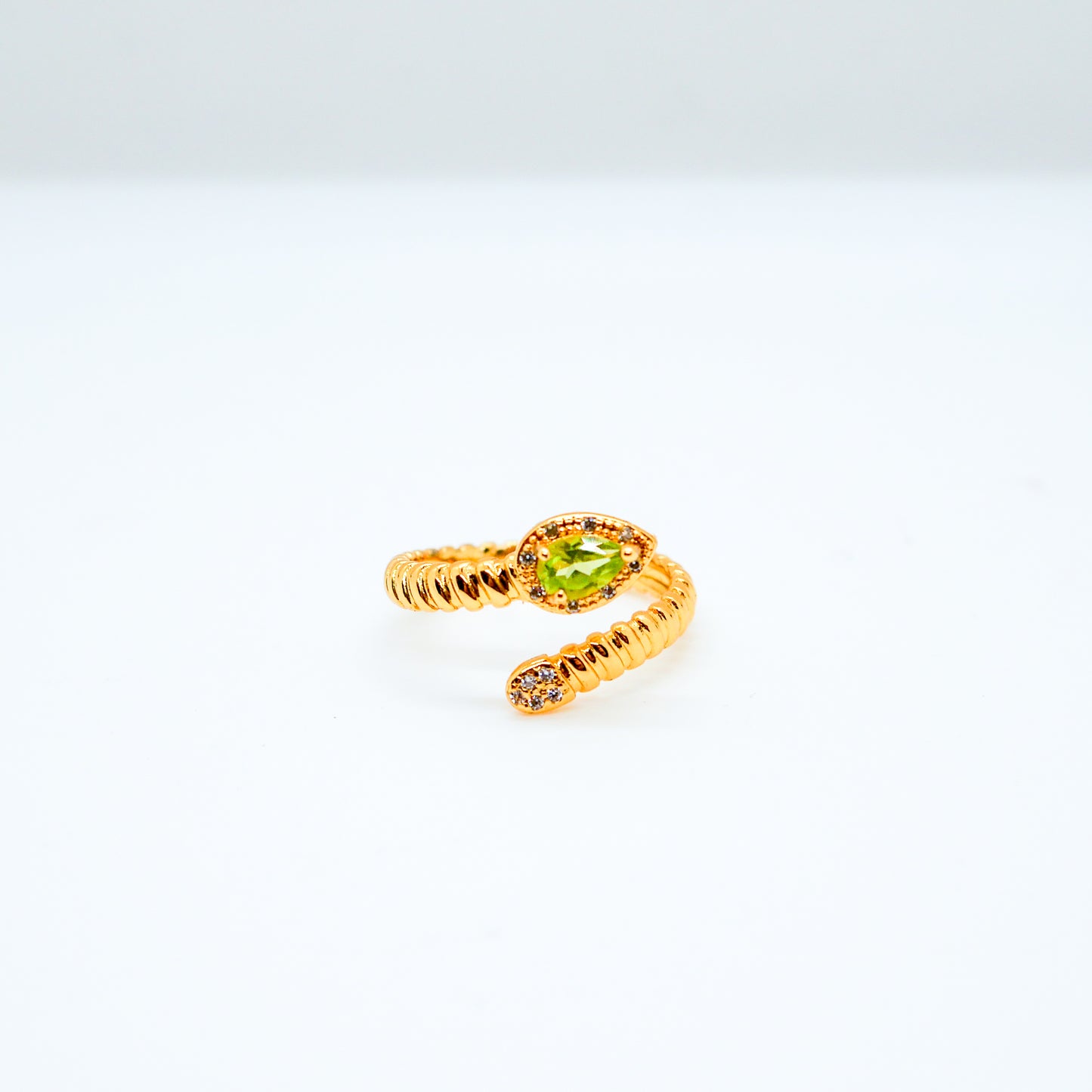 Peridot Snake Adjustable Ring