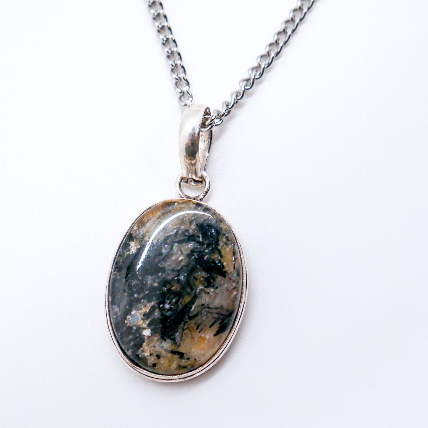 Midnight Grounding Larvikite Pendant Necklace