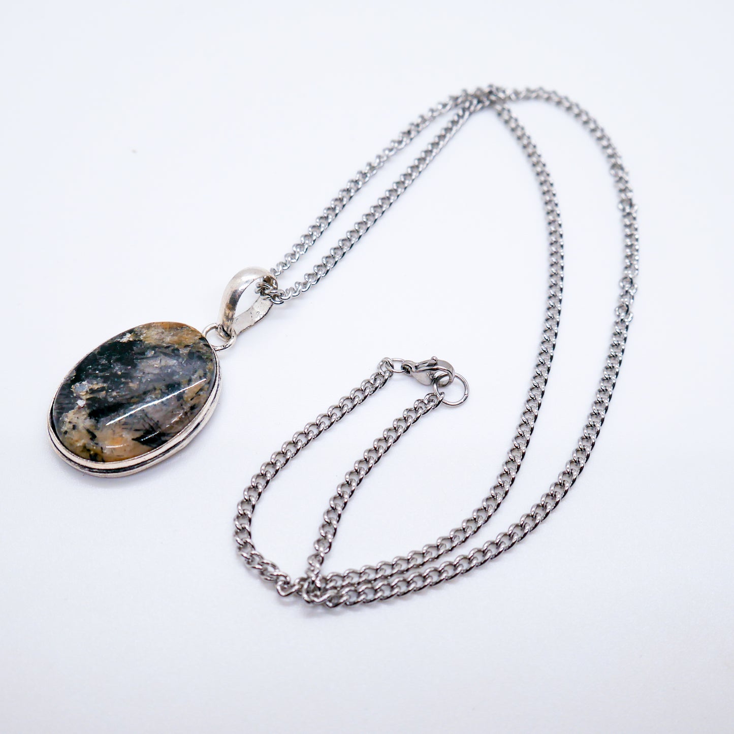 Midnight Grounding Larvikite Pendant Necklace