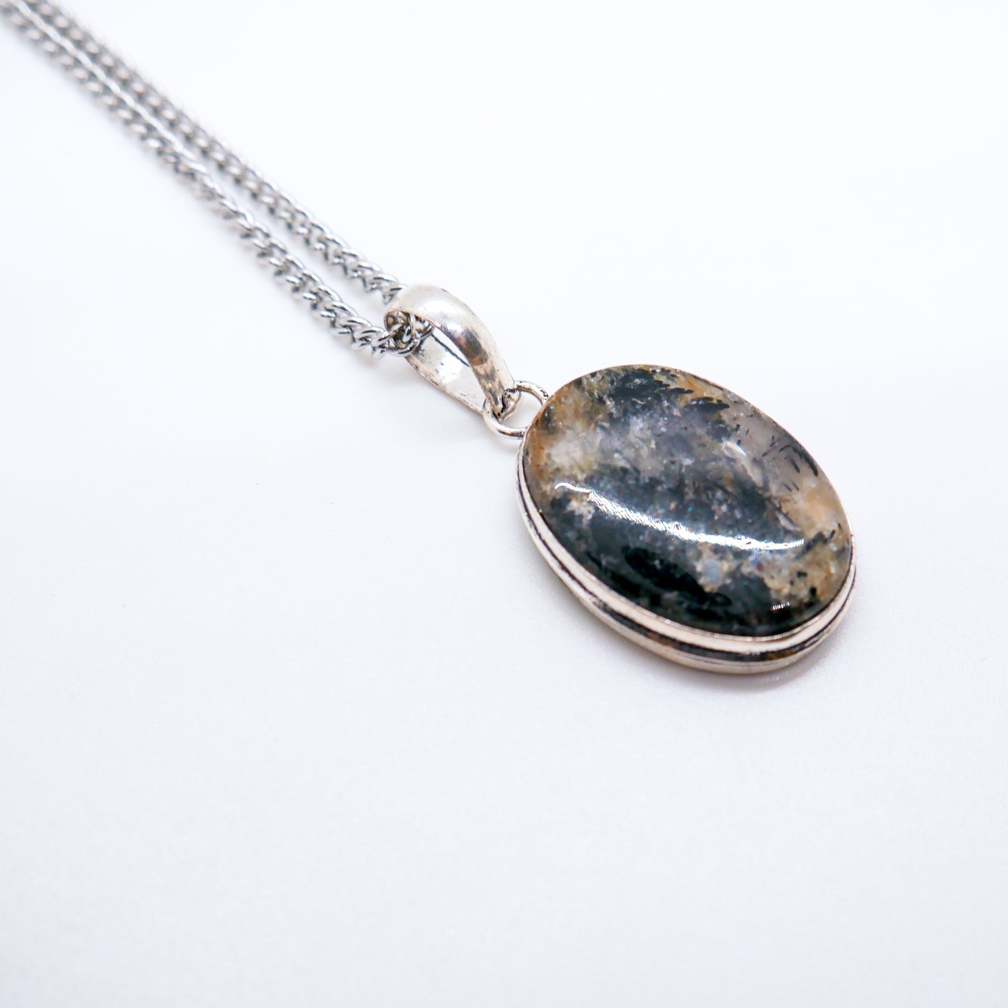 Midnight Grounding Larvikite Pendant Necklace