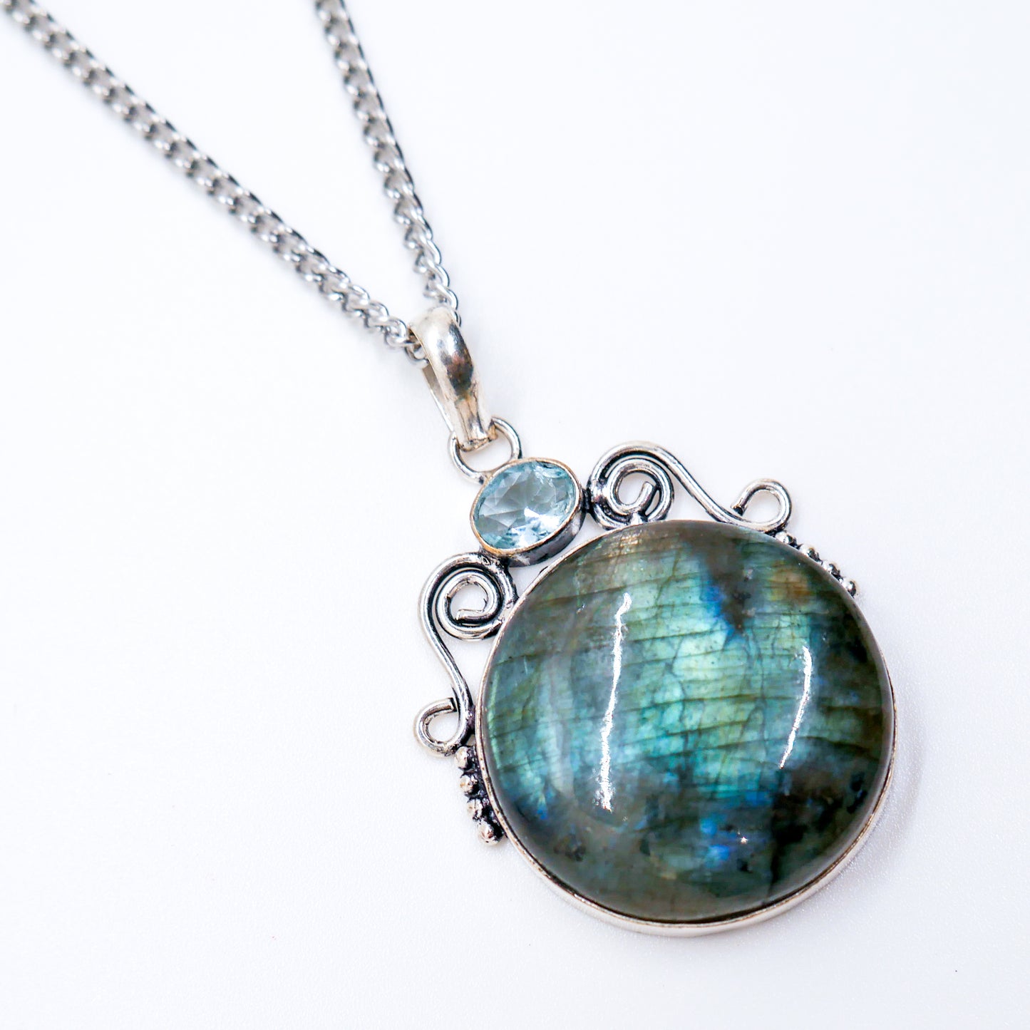 Clarity Labradorite and Blue Topaz Necklace