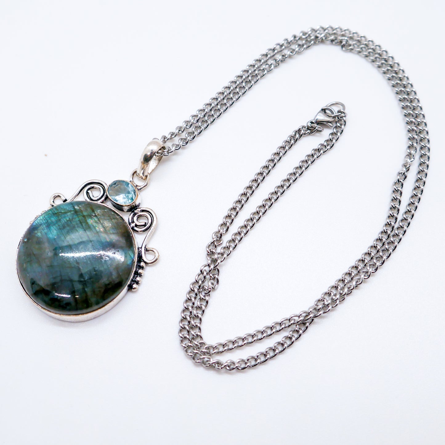 Clarity Labradorite and Blue Topaz Necklace