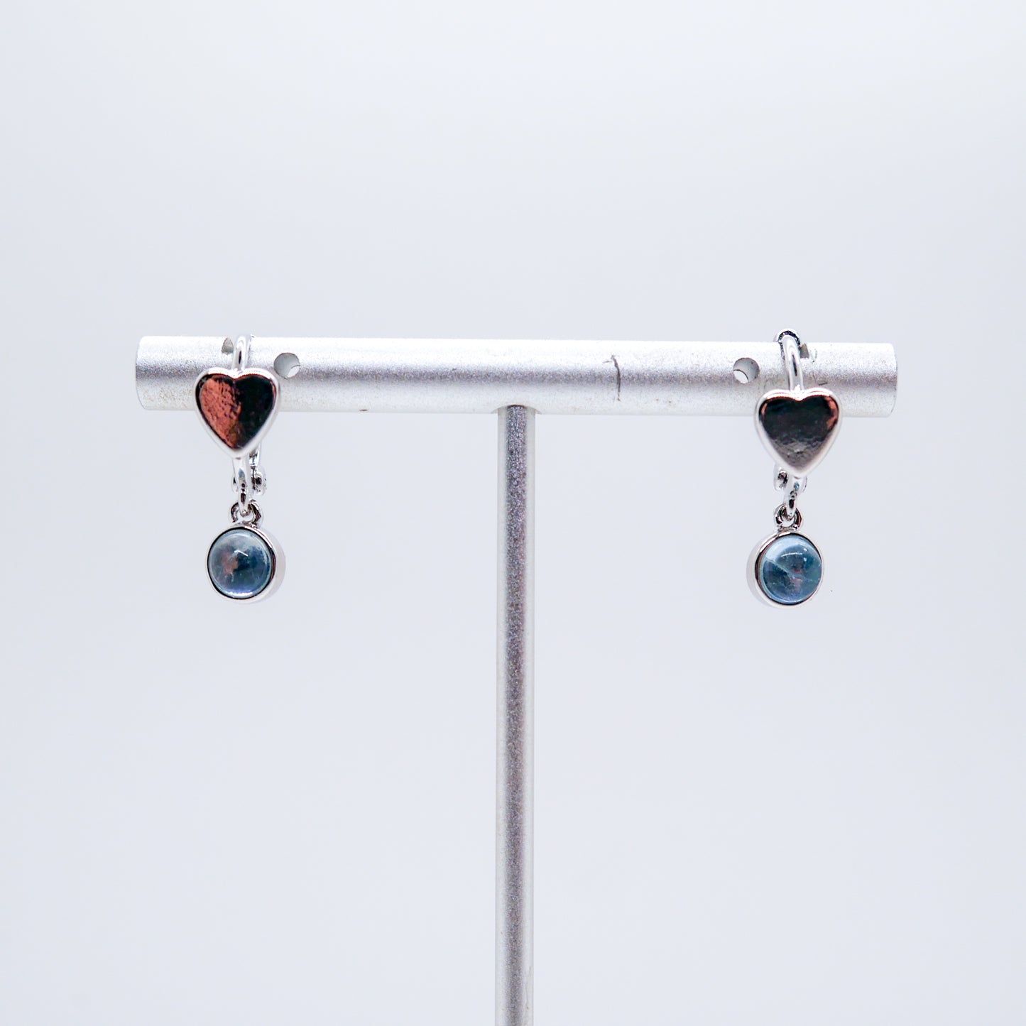 Heart Dangly Labradorite Huggy Hoops