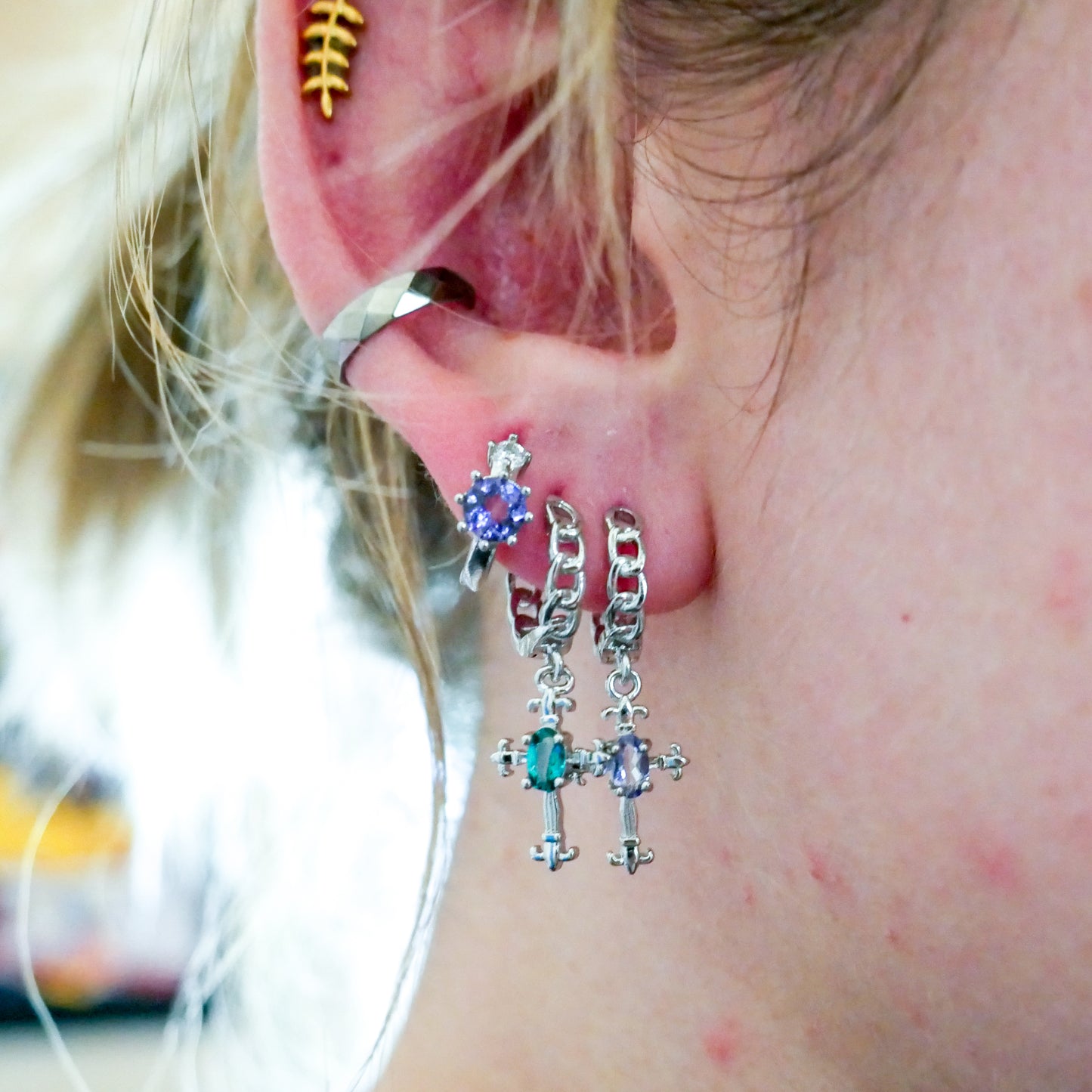 Tanzanite Huggy Hoops