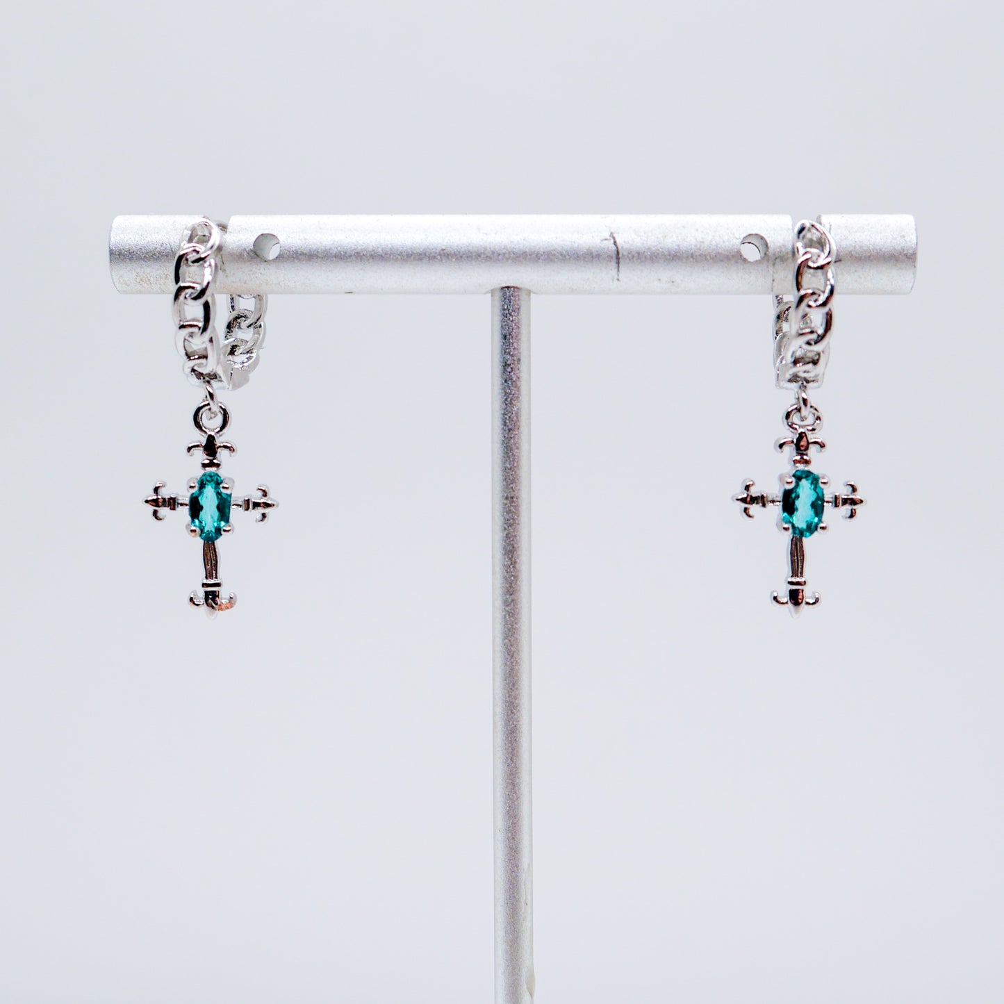 Crystal Cross Huggy Hoops