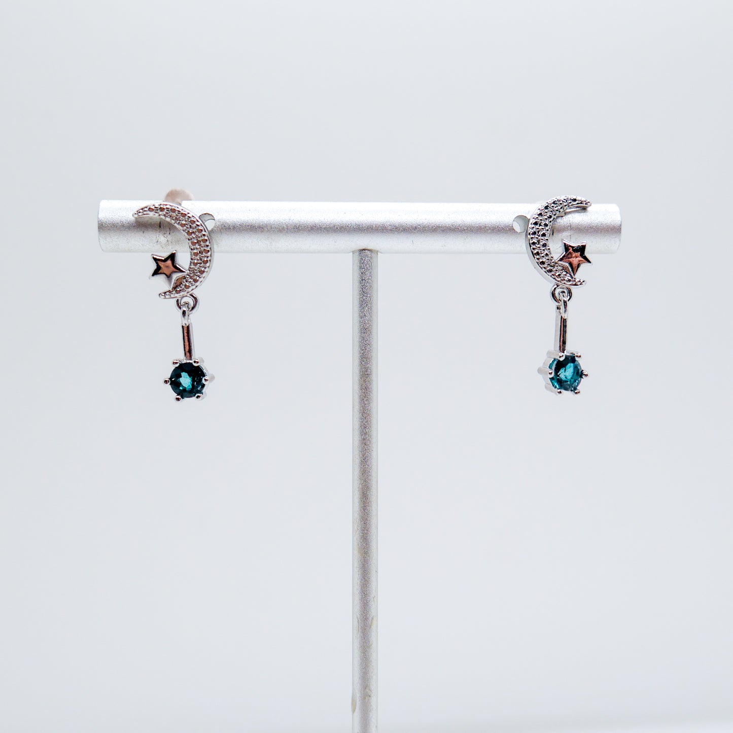 Blue Topaz Crescent Moon Earrings