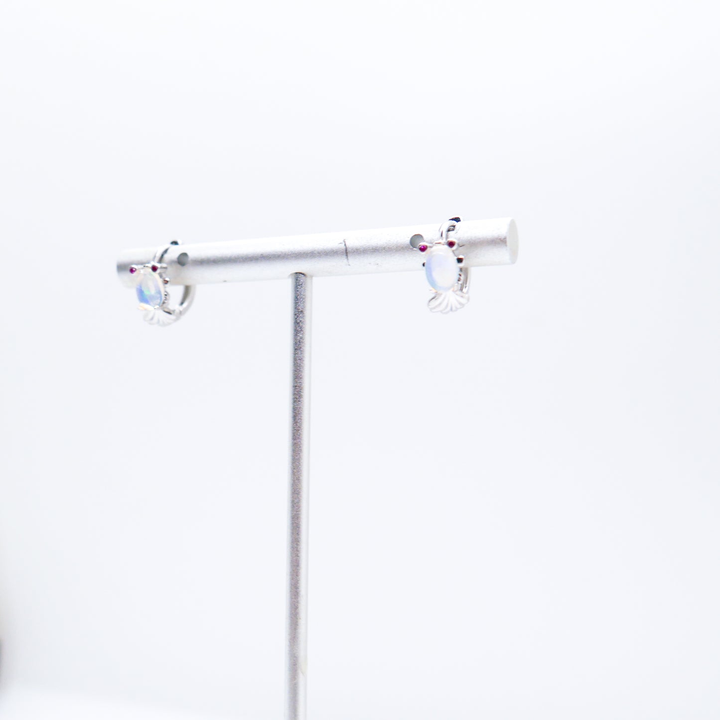 Art Deco Opal Huggy Hoops