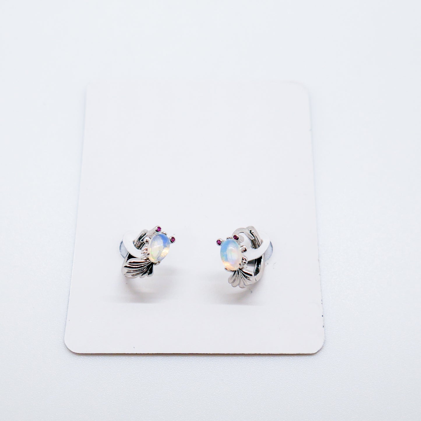 Art Deco Opal Huggy Hoops